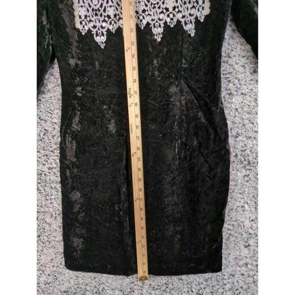 VINTAGE JESSICA MCCLINTOCK GUNNE SAX Velvet Whimisigoth Dress Womens XS Crochet - Picture 5 of 10